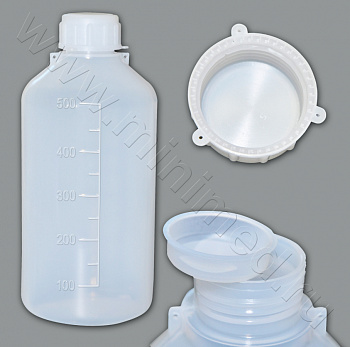 Бутылка градуированная 500 мл, с узким горлом, с крышкой, п/эт, LAMAPLAST, уп..1/115шт
